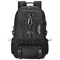 Large Travel Laptop Backpack with Wet Bag Shoe Compartment,50L Expandable Flight Approved Backpack,17.3 inch Hiking Backpack for men women,Waterproof, Black