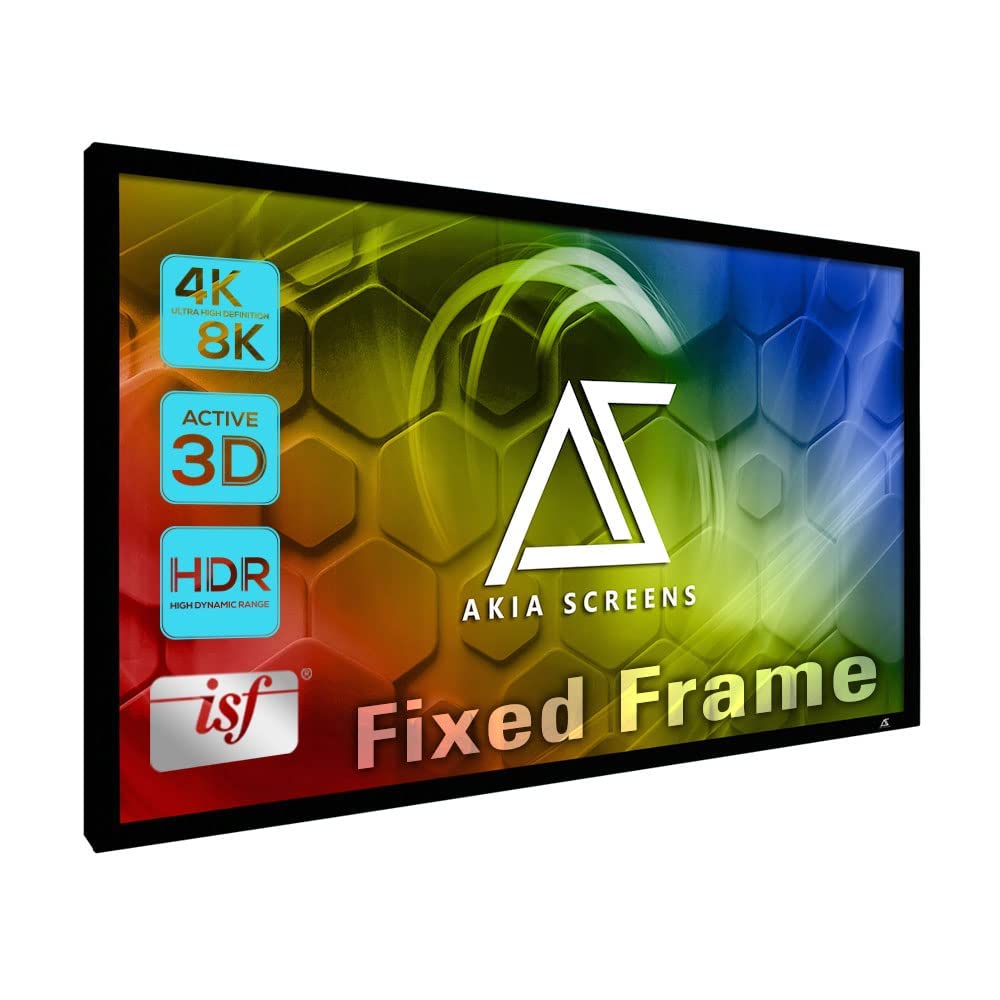 Akia Screens Fixed Frame Projector Screen 100inch 16:9 8K 4K Ultra HD 3D Ready Wall Mount CINEWHITE UHD-B 100
