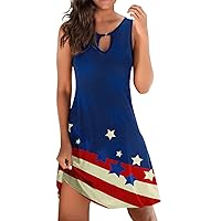 Summer Dresses for Tall Women Independence Day Womens Fourth of July Print Womens Casual Summer Dress Cotton Tee