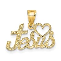14k Gold Love Religious Faith Inspiration Jesus Script Charm Pendant Necklace Measures 13.6mm long Jewelry for Women
