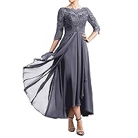 Mother of The Bride Dresses Tea Length A Line 3/4 Sleeves Lace Appliques Women's Evening Formal Dress 89