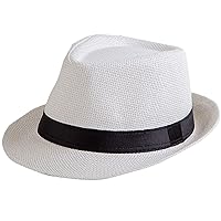 Flygo Mens Summer Straw Foldable Roll up Hat Fedora Beach Sun Hat UPF50+