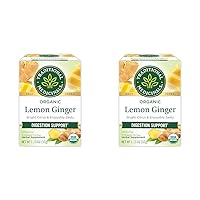 Traditional Medicinals Tea, Organic Lemon Ginger, Promotes Healthy Digestion, 16 Tea Bags (Pack of 2)