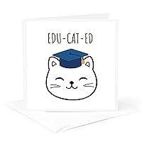 3dRose Greeting Card - EDU CAT ED Funny Gift for Graduation Rosette - Graduation