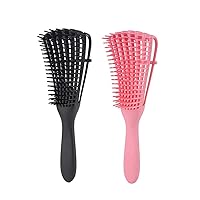 Detangling Brush For Black Natural Hair,2 Piece Detangling Brush For Afro-Americans Textured 3a To 4c Curly,Thick,Wet Hair,Easy To Clean(Black,Pink)