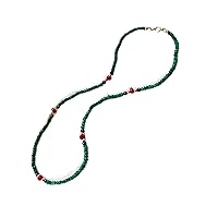14 inch Long rondelle Shape Faceted Cut Natural Colombian Emerald 3-4 mm Beads Necklace with 925 Sterling Silver Clasp for Women, Girls Unisex