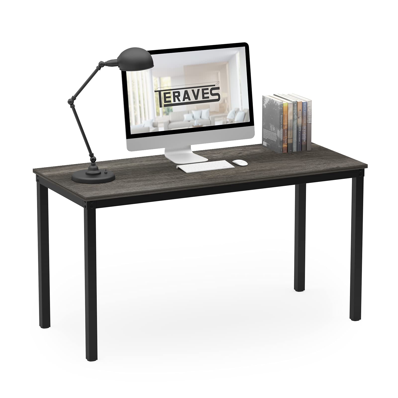 Teraves Computer Desk/Dining Table Office Desk Sturdy Writing Workstation for Home Office (55.11“, Black Oak)