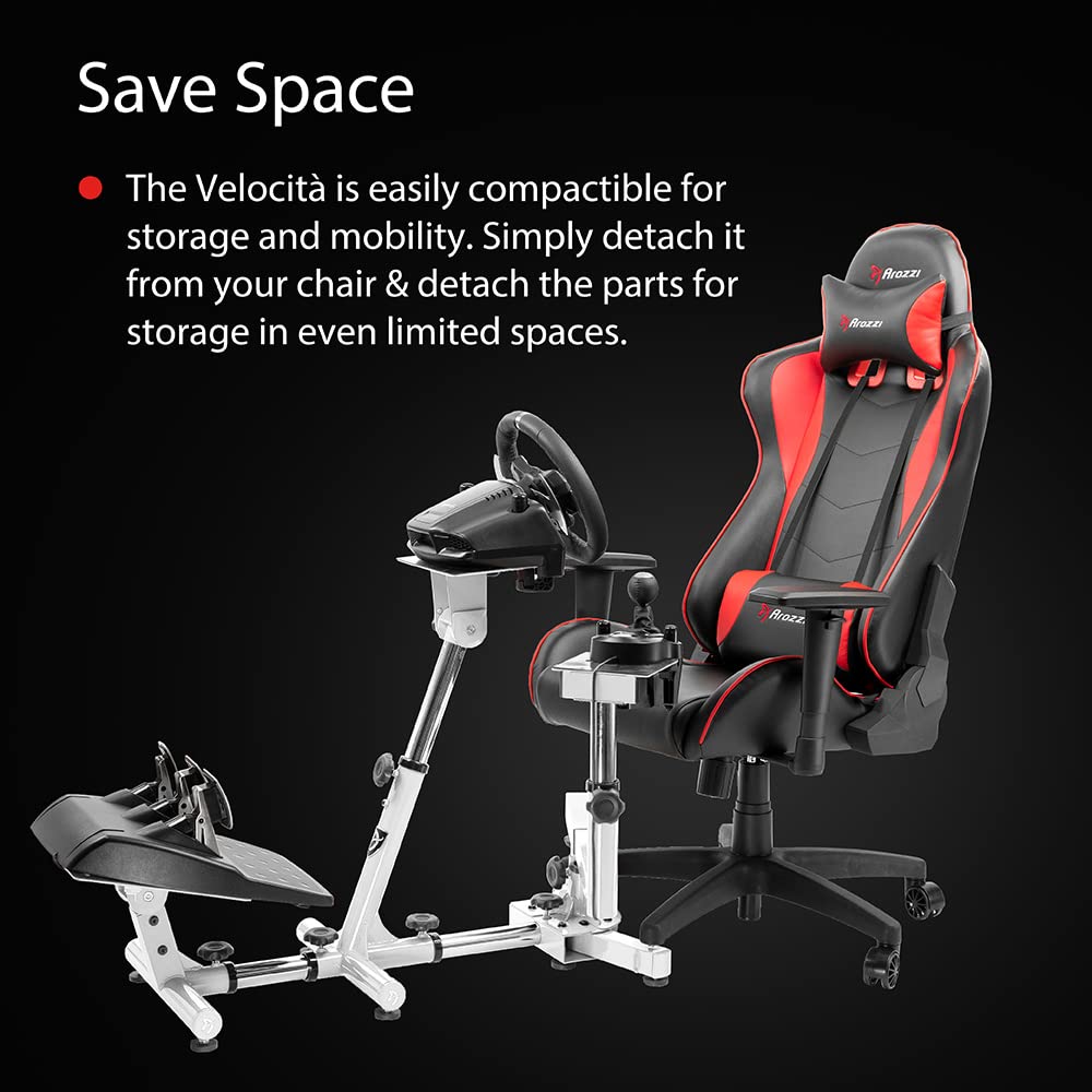 Arozzi Velocita Universal Racing Simulator Cockpit Compatible with Most Racing Sim Gear and Gaming Chairs Collapsible Telescopic and Portable - White