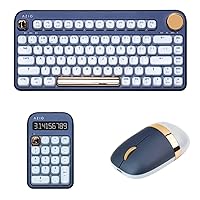 Azio IZO Wireless BT5/USB PC & Mac Mechanical Keyboard, Blue Iris & IZO Wireless BT5 NumPad/Calculator, Blue Iris & IZO Wireless Bluetooth Mouse, Blue Iris,IM105