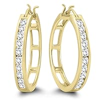1/2 ctw - 1 ctw Certified Diamond Hoop Earrings Available in 10k White and Yellow Gold