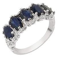 925 Sterling Silver Real Genuine Sapphire Womens Eternity Ring
