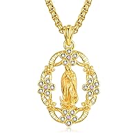 Virgin Mary/San Judas Necklace 24k Gold Filled Necklace Sterling Silver Virgen de Guadalupe Heart Pendant- Christian Gifts Faith Religious
