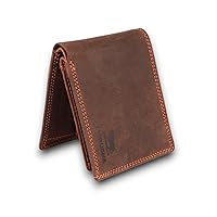 MORUCHA Dark Brown Mens Wallet | Genuine Distressed Leather RFID Blocking | High Capacity Stylish Wallet Purse With Zipped Pocket | Designed For Up To 6 Cards, Coins And Cash | Gift Boxed | M-20