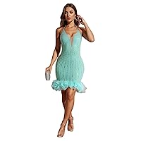 Sparkly Rhinestone Sequin Dress for Women Sexy Birthday Party Club Night