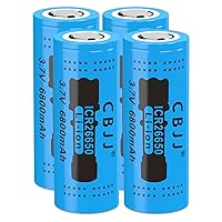 26650 Rechargeable Battery 6800mAh 3.7V 26650 Battery 26650 Rechargeable Li-ion Battery for Flashlights & Toys (Blue, 4 Pack)