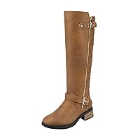 DREAM PAIRS Women's Wide Calf Knee High Boots, Low Stacked Heel Riding Boots