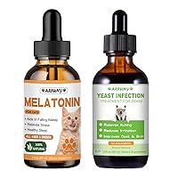 Cat Melatonin Drops + Dog Natural Yeast Infection Treatment | Helps with Sleep, Anxiety & Stress Relief, Yeast Infection | All Natrual Ingredients | 2 Pack, Roast Chicken & Bacon Flavor