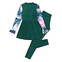 iiniim Kids Girls Athletic Long Sleeve Swimsuit Rash Guard UPF 50+ UV Protection One-Piece Bathing Suit