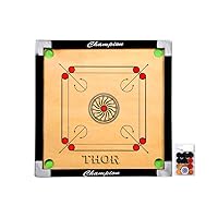 THOR INSTRUMENTS Classic Carrom Board Game of Tournament Ply Wood 27 X 27 Inches Free Coin Set Powder & Sticker Rustic Vintage Home Decor Gifts