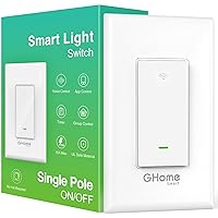 Switch, 2.4Ghz Wi-Fi Light Switch Compatible with Alexa, Google Home, Neutral Wire Required, Single-Pole,UL Certified,Voice Control and Timer, No Hub Required,1 Pack, White (SW5-1)