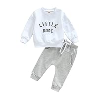 Bingqiling Toddler Sweatsuit Fall Outfits Baby Boy Winter Clothes Letter Print Long Sleeve Crewneck Sweatshirt and Pant Sets