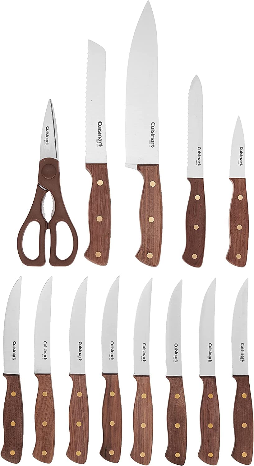 Cuisinart C55W-14PCB Advantage Cutlery 14-Piece Triple Rivet Walnut Knife Block Set