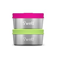 S'well Stainless Steel Condiment Container Set of Two, 2oz, Dragonfruit/Kiwi, Single Walled Durable Construction, Leakproof Silicone Lids, Dishwasher Safe