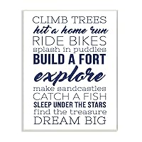 Stupell Home Décor Climb Trees Dream Big Navy with White Wall Plaque Art, 10 x 0.5 x 15, Proudly Made in USA