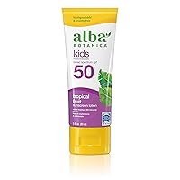 Alba Botanica Kids Sunscreen for Face and Body, Tropical Fruit Sunscreen Lotion for Kids, Broad Spectrum SPF 50, Water Resistant and Hypoallergenic, 3 fl. oz. Bottle