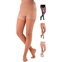 Made in USA - Extra Wide Womens Compression Pantyhose 20-30mmHg - Sheer Graduated Compression Stockings for Women Circulation during Pregnancy - Beige, 2X-Large - A207BE5