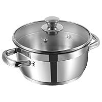 Stainless Steel Induction and Gas Stove Friendly Two Tone Saucepot with Glass Lid - Diameter 16 cm, Capacity 1.5 litres()