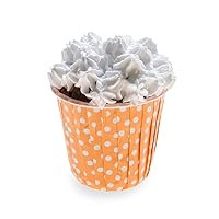 Restaurantware Panificio 3.5 Ounce Baking Cups 200 Pleated Cupcake Liners - Oven-Ready Freezable Orange Paper Muffin Cases Disposable Polka-Dotted For Wedding Parties Baby Showers