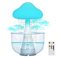 Cloud Rain Transparent Base Humidifier, Essential Oil Diffuser with 7 Colors Night Light & Auto Shut Off & Rain Adjustment for Desk Fountain Bedside Sleeping Relaxing Mood Water Drop Sound