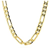 Gold Chain Necklace, Men Chains, Large 24K Gold Plated Thicker Than Any Overlay with a Warranty USA Made Gold Figaro Necklace for Men, Hip Hop Fashion Jewelry for Men, Jewelry Chain (28)