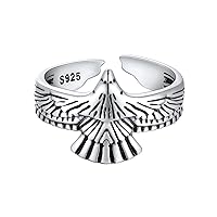 FaithHeart Sterling Silver Rings for Women, Mens Adjustable Chic Stacking Rings, Wings/Snake/Octopus Stylish Knuckle Charms with Delicate Box