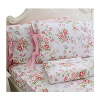 FADFAY Bed Sheets Pink Rose Floral Print Bed Sheet Set 4-Piece Full Size