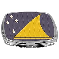 Compact Mirror on Distressed Wood Design, Tokelau Flag, 3 Ounce