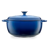 Mercer Culinary Enameled Cast Iron Round Dutch Oven, 6 qt., Navy Blue