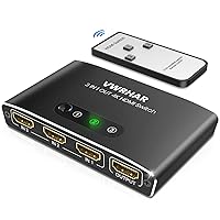 HDMI Switch 3 in 1 Out 4K UHD HDMI Switcher Splitter, Automatic Switch with Remote Metal HDMI Switch Box Hub Support 4K 30Hz 3D 1080P HDCP1.4 for PS5 PS4 Xbox DVD Player Fire Stick Apple TV PC