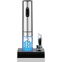Chefman Electric Wine Opener W/ Foil Cutter, One-Touch, Open 30 Bottles On Single Charge, Automatic Corkscrew & Foil Remover, Rechargeable Battery, 110 Watts, 120 Volts, Stainless