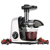 Juicer Cold Press Masticating Extractor Machine Features Quiet Motor Anti-Clog Reverse Function Nutrient Preserving For Juicing Fruits Vegetables and All Greens, 150-Watts, White