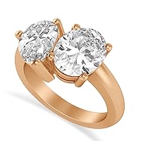 Allurez 14k Gold Pear/Oval Lab Grown Diamond Toi et Moi Ring (6.00ct)