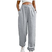 Sweatpants Women Y2K Crossover High Waist Athletic Pants Teenage Girls Trendy Casual Trousers Workout Joggers Pockets