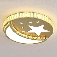 Classic Crystal Ceiling Light Art Decorative During Lamp 36w Dimmable LED Ceiling Lamp,Lighting Fixture for Lounge Living Room Children's Bedroom-Tricolor Light Change 50x6cm(20x2inch)