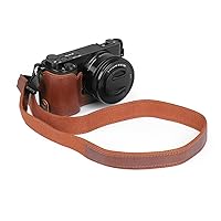 MegaGear Ever Ready Genuine Leather Camera Half Case Compatible with Sony ZV-E10 (Brown)
