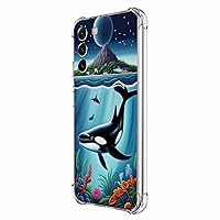 Galaxy S23 Plus Case,Killer Whale Flowers Drop Protection Shockproof Case TPU Full Body Protective Scratch-Resistant Cover for Samsung Galaxy S23 Plus