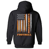 Trenz Shirt Company Tennessee Team Colors Orange and White Football Flag Unisex Hoodie-Black-5xl