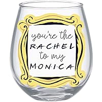 Silver Buffalo Friends You’re the Rachel to My Monica Stemless Wine Glass, 20 Ounces