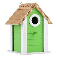 Qiangcui Wood Decorative Birdhouse,Candlenut Wooden Moisture-Proof Hanging Decorative Birdhouse for Dove Finch Wren Robin Sparrow Hummingbird for Outside Garden Patio Decorative