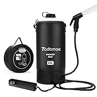 Portable Shower by Tadomoe, 5 Gallons/20L Camping Shower Bag with Portable Shower Pump,Solar Shower with Hot Water,Leak Proof Handy Nozzle Temperature Indicator for Beach Trip, Camping and Hiking